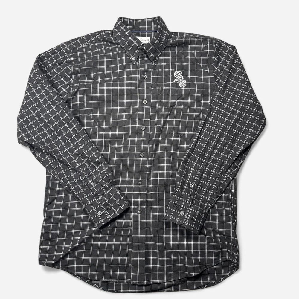 Cutter & Buck Chicago White Sox charcoal plaid button-down shirt, size M